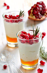 Parfait with honey and pomegranate seeds