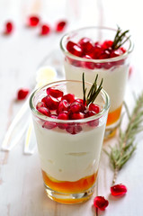 Parfait with honey and pomegranate seeds