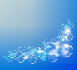 Abstract blue background. Air bubbles. Vector.