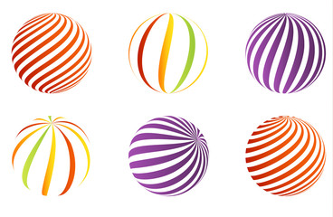 Collection of 6 different 3D balls