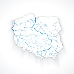 Polish rivers, map of Poland