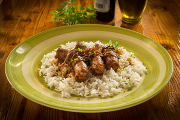 Salsicce e risotto basmati