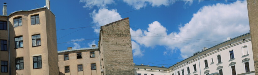 Panoramic cityscape with clouds