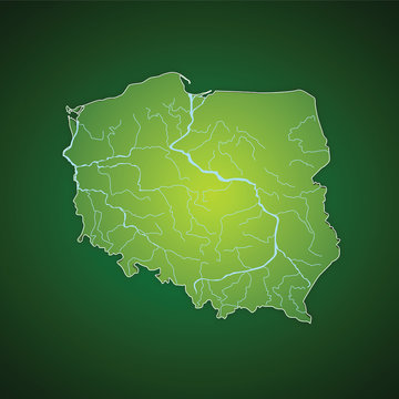 Fototapeta Map of Poland 3D, polish rivers