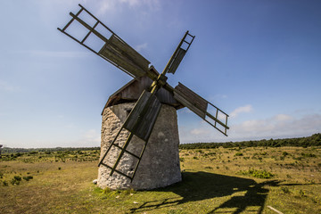 Windmill on Field in Gotland