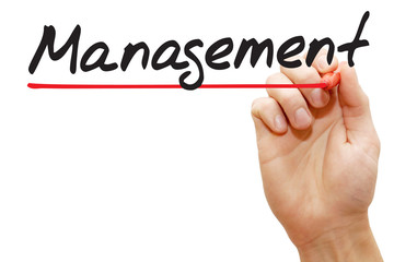 Hand writing Management with red marker, business concept