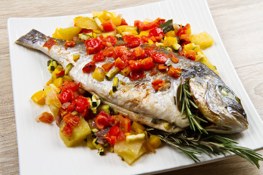 orata al forno con verdure