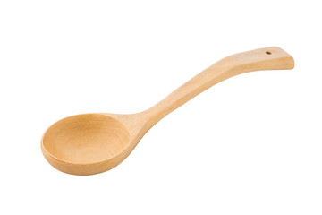 Used wooden spoon isolated