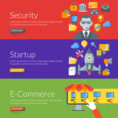 Flat design concept for security, startup and e-commerce