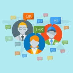 Flat design concept for social media