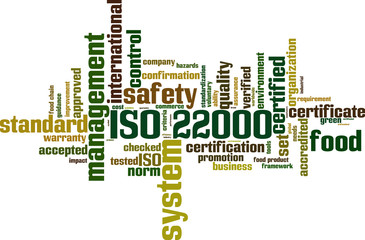 ISO 22000 word cloud concept. Vector illustration