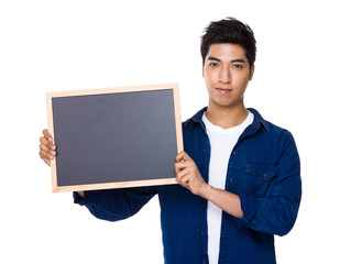 Asian Man hold with chalkboard