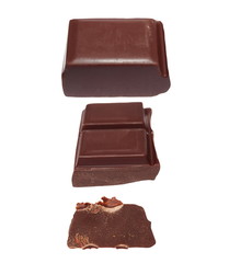detail of chocolate parts isolated on white background