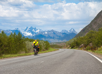 Fototapeta na wymiar Mountain bike cyclist, Norway