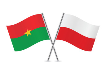 Burkina Faso and Polish flags. Vector illustration.