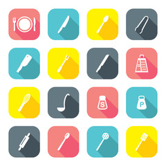 Flat Design Dinner Set Icons