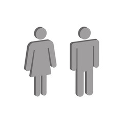 Simple icons men and women to describe the toilet door.
