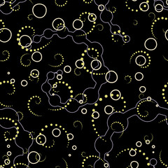 seamless background consisting of spirals on black background