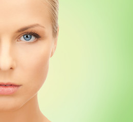 beautiful young woman half face