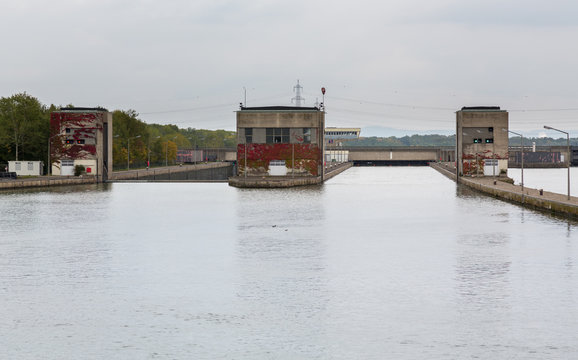 Entrance to large lock on River Danube