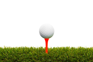 Golf club and ball in grass