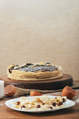 Homemade pancakes on a plate.