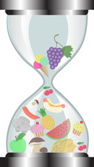 hourglass with food