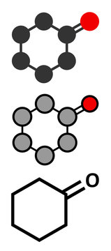 Cyclohexanone organic solvent molecule. Precursor of nylon.
