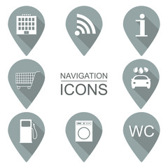 Set of navigation icons. Flat design. Service industries. vector