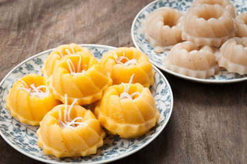 streamed palm cake , banana, Thai traditional dessert, Thailand