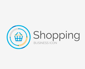 Thin line neat design logo, shopping cart icon