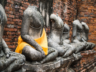 Fototapeta na wymiar Old Buddha statue at Wat Chai Watthanaram