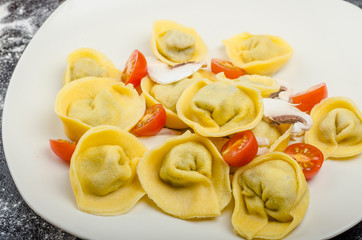 Homemade pasta tortellini stuffed