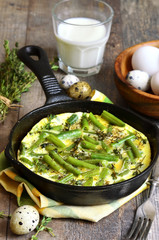 Omelet  with asparagus bean and thyme.