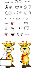 giraffe funny cartoon expressions set pack2