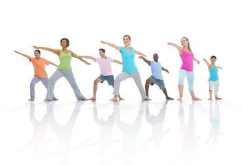 Naklejka premium Group Healthy People Fitness Togetherness Exercise Concept