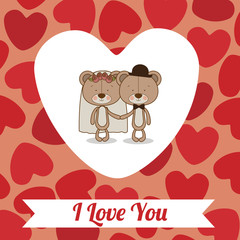 Love design over hearts pattern background vector illustration