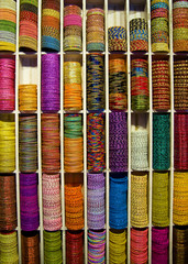 Colorful Beads Bangles Sale Indian Market Concept