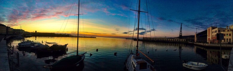 Magical sunset at the harbor