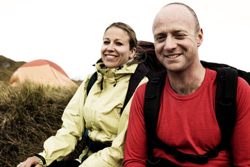 Hikers Camping on a Mountain.