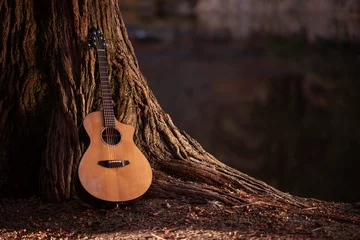 Foto op Plexiglas Houten akoestische gitaar © Tomasz Zajda
