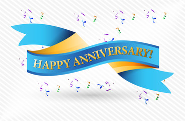 happy anniversary blue ribbon illustration