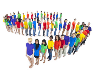 Multi-ethnic Group People Standing Line Concept