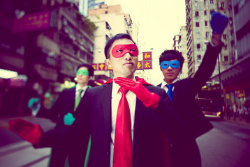 Obraz premium Business Superheroes Hong Kong Success Strong Concept