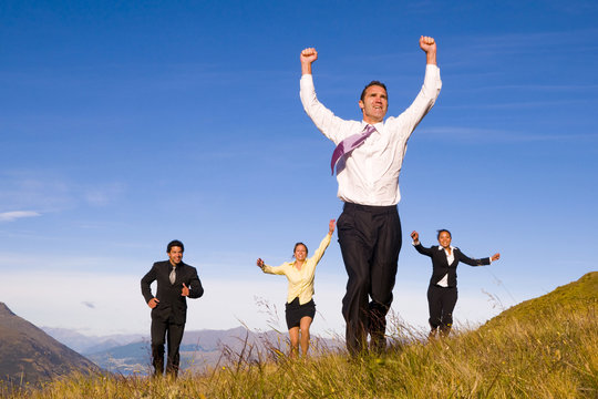 Business People On The Mountains