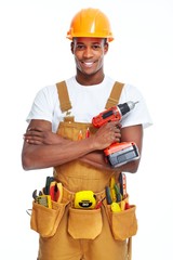 Handyman isolated white background.