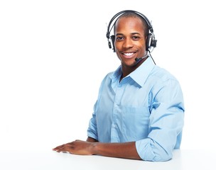 Call center operator man.