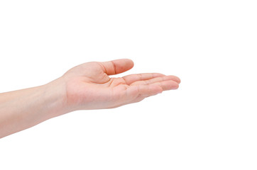 Empty open hand isolated on white background