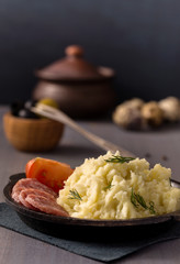 Mashed potatoes on plate
