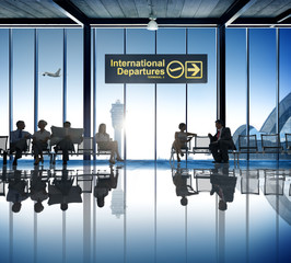Business People Waiting Airport Business Trip Travel Destination